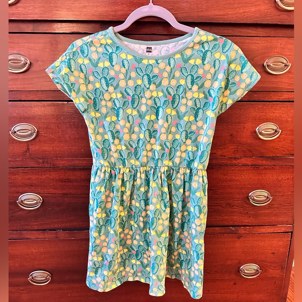 Tea collection short sleeve cactus print dress size 14